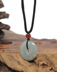 Baikalla Icy Green W/ Sajin "Golden Dust" Ping An Kou Burmese Jadeite Jade Necklace