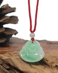 Baikalla Apple Green "Happy Buddha" Burmese Jadeite Jade Necklace