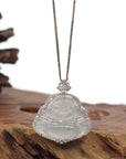 Baikalla Jewelry 18k Gold Jadeite Necklace Baikalla 14K White Gold Genuine Burmese Ice Jadeite Jade Buddha Pendant with Diamonds High Jewelry