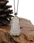 Baikalla Jewelry Jade Guanyin Pendant Necklace Baikalla 14k Gold "Goddess of Compassion" Genuine Burmese Jadeite Jade Guanyin Necklace