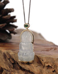Baikalla Jewelry Jade Guanyin Pendant Necklace Baikalla 14k Gold "Goddess of Compassion" Genuine Burmese Jadeite Jade Guanyin Necklace