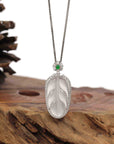 Baikalla Jewelry Jade Guanyin Pendant Necklace High-end Genuine Ice Jadeite Jade Jin Zhi Yu Ye (Leaf) Necklace With 18k Gold & Diamond