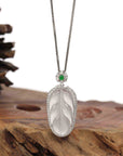 Baikalla Jewelry Jade Guanyin Pendant Necklace High-end Genuine Ice Jadeite Jade Jin Zhi Yu Ye (Leaf) Necklace With 18k Gold & Diamond