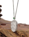 Baikalla Jewelry Jade Guanyin Pendant Necklace High-end Genuine Ice Jadeite Jade Jin Zhi Yu Ye (Leaf) Necklace With 18k Gold & Diamond