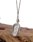 Baikalla Jewelry Jade Guanyin Pendant Necklace High-end Genuine Ice Jadeite Jade Jin Zhi Yu Ye (Leaf) Necklace With 18k Gold & Diamond