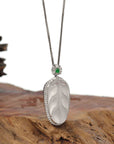 Baikalla Jewelry Jade Guanyin Pendant Necklace High-end Genuine Ice Jadeite Jade Jin Zhi Yu Ye (Leaf) Necklace With 18k Gold & Diamond