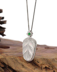 Baikalla Jewelry Jade Guanyin Pendant Necklace High-end Genuine Ice Jadeite Jade Jin Zhi Yu Ye (Leaf) Necklace With 18k Gold & Diamond
