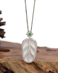 Baikalla Jewelry Jade Guanyin Pendant Necklace High-end Genuine Ice Jadeite Jade Jin Zhi Yu Ye (Leaf) Necklace With 18k Gold & Diamond