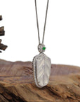 Baikalla Jewelry Jade Guanyin Pendant Necklace High-end Genuine Ice Jadeite Jade Jin Zhi Yu Ye (Leaf) Necklace With 18k Gold & Diamond