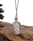 Baikalla Jewelry Jade Guanyin Pendant Necklace High-end Genuine Ice Jadeite Jade Jin Zhi Yu Ye (Leaf) Necklace With 18k Gold & Diamond
