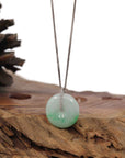 Baikalla Jewelry Gold Jadeite Jade Pendant Necklace Copy of 18K White Gold "Good Luck Button" Necklace Ice Green Jadeite Jade Pendant Necklace