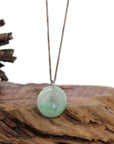 Baikalla Jewelry Gold Jadeite Jade Pendant Necklace Copy of 18K White Gold "Good Luck Button" Necklace Ice Green Jadeite Jade Pendant Necklace