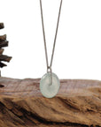 Baikalla Jewelry Gold Jadeite Jade Pendant Necklace Copy of 18K White Gold "Good Luck Button" Necklace Ice Green Jadeite Jade Pendant Necklace