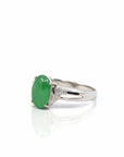 Baikalla Jewelry Jadeite Engagement Ring 18k White Gold Natural Imperial Green Jadeite Jade Engagement Ring With Diamonds
