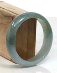 Baikalla Jewelry Jadeite Jade Bangle Bracelet Burmese High-end Ice Blue-green Jade Jadeite Bangle Bracelet (56.45mm) ( Collectibles )T1072