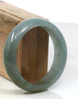 Baikalla Jewelry Jadeite Jade Bangle Bracelet Burmese High-end Ice Blue-green Jade Jadeite Bangle Bracelet (56.45mm) ( Collectibles )T105
