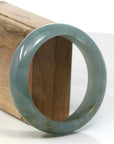 Baikalla Jewelry Jadeite Jade Bangle Bracelet Burmese High-end Ice Blue-green Jade Jadeite Bangle Bracelet (56.45mm) ( Collectibles )T110