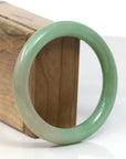Baikalla Jewelry Jadeite Jade Bangle Bracelet "Classic Princess Half Round" Burmese Yellow Green Jadeite Jade Bangle (57.41 mm)
