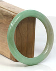 Baikalla Jewelry Jadeite Jade Bangle Bracelet "Classic Princess Half Round" Burmese Yellow Green Jadeite Jade Bangle (57.41 mm)