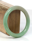 Baikalla Jewelry Jadeite Jade Bangle Bracelet "Classic Princess Half Round" Burmese Yellow Green Jadeite Jade Bangle (57.41 mm)