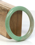 Baikalla Jewelry Jadeite Jade Bangle Bracelet "Classic Princess Half Round" Burmese Yellow Green Jadeite Jade Bangle (57.41 mm)