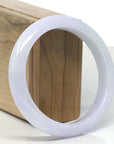 Baikalla Lavender & White "Half-Round" Jadeite Jade Bangle Bracelet (59.7mm)