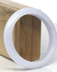 Baikalla Lavender & White "Half-Round" Jadeite Jade Bangle Bracelet (59.7mm)