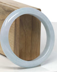 Baikalla Baby-Blue & Light Green "Half-Round" Jadeite Jade Bangle Bracelet (58.8mm)