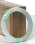 Baikalla Icy Apple Green "Half-Round" Jadeite Jade Bangle Bracelet (55mm)