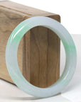 Baikalla Icy Apple Green "Half-Round" Jadeite Jade Bangle Bracelet (55mm)