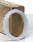 Baikalla Icy Lavender W/ Green Patch Jadeite Jade "Oval Hal-Round" Bangle Bracelet (52.9mm)
