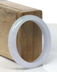 Baikalla Icy Lavender W/ Green Patch Jadeite Jade "Oval Hal-Round" Bangle Bracelet (52.9mm)