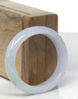 Baikalla Icy Lavender W/ Green Patch Jadeite Jade "Oval Hal-Round" Bangle Bracelet (52.9mm)
