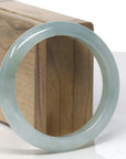 Baikalla Icy Oil-Green Jadeite Jade "Half Round" Bangle Bracelet (57.3mm)