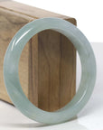 Baikalla Icy Oil-Green Jadeite Jade "Half Round" Bangle Bracelet (57.3mm)