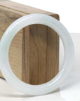 Baikalla Icy Light Green & White "Traditional Full-Round" Jadeite Jade Bangle Bracelet (54.9mm)