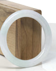 Baikalla Icy Light Green & White "Traditional Full-Round" Jadeite Jade Bangle Bracelet (54.9mm)