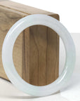 Baikalla Icy Light Green & White "Traditional Full-Round" Jadeite Jade Bangle Bracelet (54.9mm)