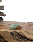 Baikalla Oil-Green & Brown Burmese Jadeite Jade Traditional Ring