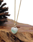 Baikalla Jewelry 18k Gold Jadeite Necklace Baikalla 14K Yellow Gold Genuine Burmese Green Jadeite Jade Heart Pendant with VS1 Diamonds High Jewelry