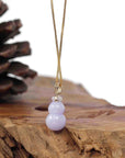Baikalla Jewelry Jade Pendant Natural Lavender Jadeite Jade "Magic Bottle Gourd" Hulu Necklace With 14k Yellow Gold Diamond Bail