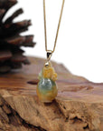 Baikalla Jewelry 18k Gold Jadeite Necklace Natural Unique Jadeite Jade Lucky Bottle Necklace with 14k Yellow Gold Bail