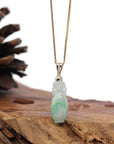 Baikalla Jewelry 18k Gold Jadeite Necklace Natural Jadeite Jade Lucky Bottle Necklace with 14k Yellow Gold Bail