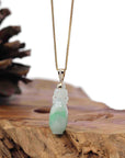 Baikalla Jewelry 18k Gold Jadeite Necklace Natural Jadeite Jade Lucky Bottle Necklace with 14k Yellow Gold Bail