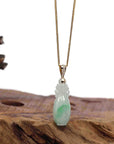 Baikalla Jewelry 18k Gold Jadeite Necklace Natural Jadeite Jade Lucky Bottle Necklace with 14k Yellow Gold Bail