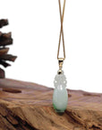 Baikalla Jewelry 18k Gold Jadeite Necklace Natural Jadeite Jade Lucky Bottle Necklace with 14k Yellow Gold Bail