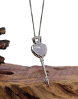 Baikalla Jewelry 18k Gold Jadeite Pendant Baikalla™ "Heart Key" 18k White Gold Genuine Burmese Jadeite Key Pendant Necklace