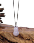 Baikalla Jewelry Jade Pendant Natural Lavender Jadeite Jade "Magic Bottle Gourd" Hulu Necklace With 14k White Gold Diamond Bail