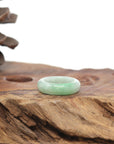 Baikalla Natural Icy Light Green W/ Apple-Green Patch Jadeite Jade Traditional Ring