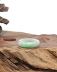 Baikalla Natural Icy Light Green W/ Apple-Green Patch Jadeite Jade Traditional Ring